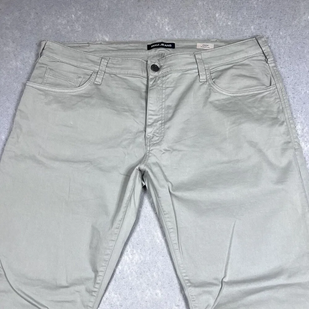 Mavi Zach Pants Mens Size 42 Gray Twill Zach Straight Leg Jeans Inseam 31 Pocket